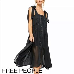 Free People Button Up Spaghetti Strap Square Neck